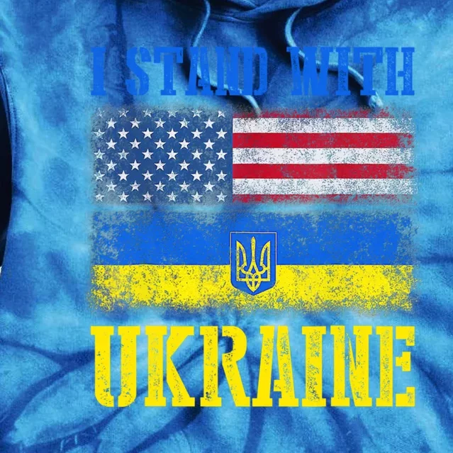 Support I Stand With Ukraine American Ukrainian Flag Gift Tie Dye Hoodie