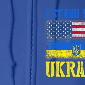 Support I Stand With Ukraine American Ukrainian Flag Gift Full Zip Hoodie