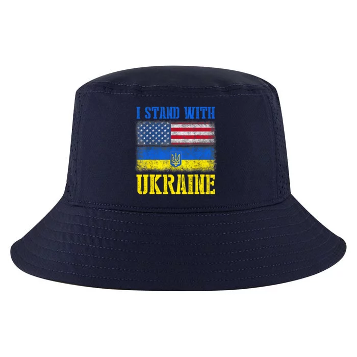 Support I Stand With Ukraine American Ukrainian Flag Gift Cool Comfort Performance Bucket Hat