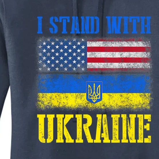 Support I Stand With Ukraine American Ukrainian Flag Gift Women's Pullover Hoodie