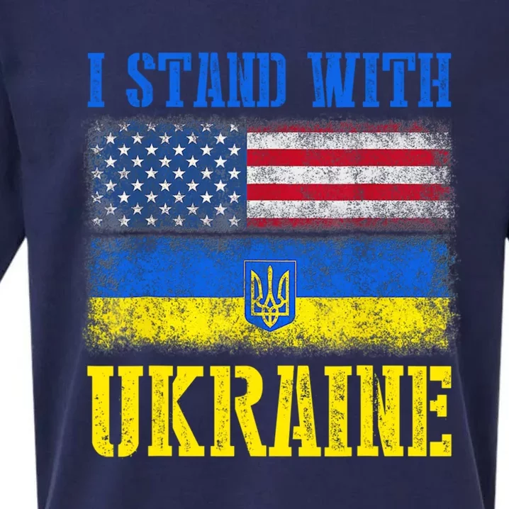 Support I Stand With Ukraine American Ukrainian Flag Cute Gift Sueded Cloud Jersey T-Shirt