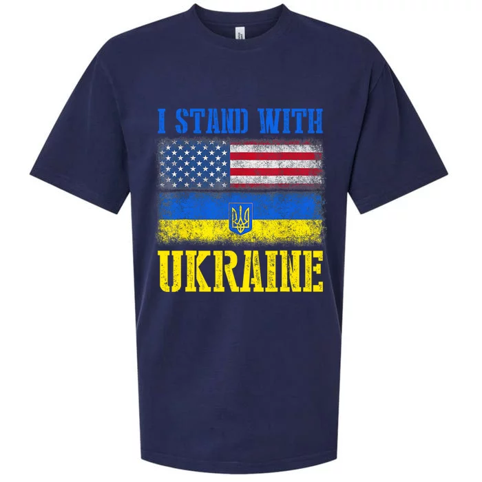 Support I Stand With Ukraine American Ukrainian Flag Cute Gift Sueded Cloud Jersey T-Shirt