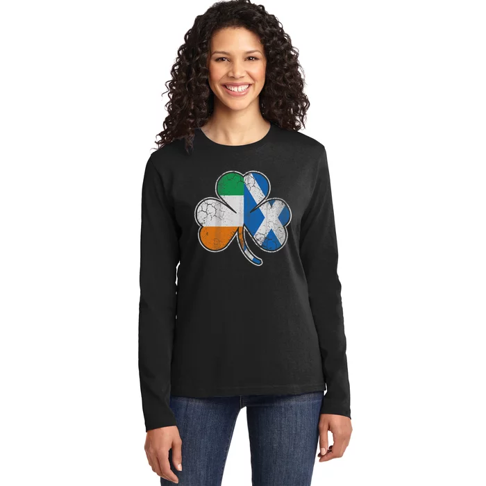 Scotch Irish Shamrock Scottish St Patricks Day Ladies Long Sleeve Shirt