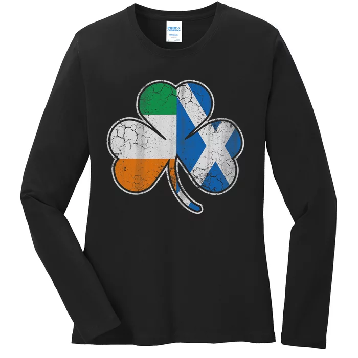 Scotch Irish Shamrock Scottish St Patricks Day Ladies Long Sleeve Shirt