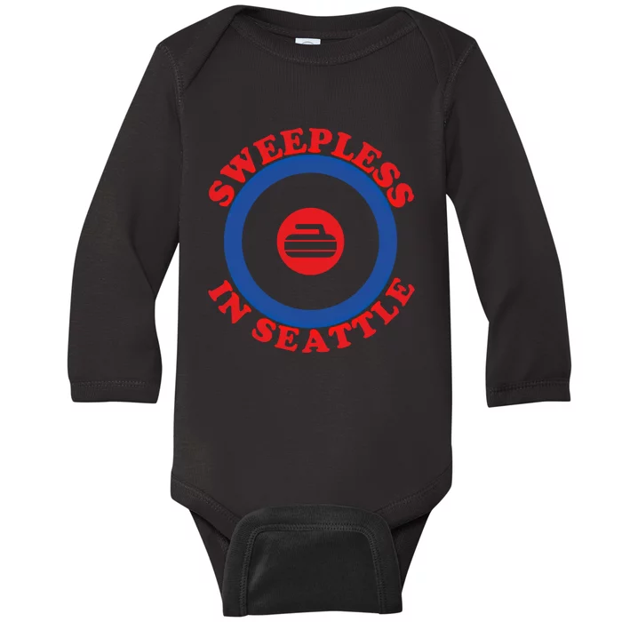 Sweepless In Seattle Curling Cute Gift Baby Long Sleeve Bodysuit