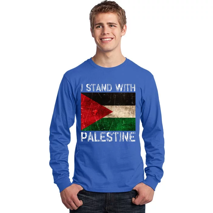 Support I Stand With Palestine Free Palestine Flag Arabic Tall Long Sleeve T-Shirt