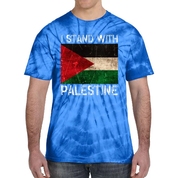 Support I Stand With Palestine Free Palestine Flag Arabic Tie-Dye T-Shirt