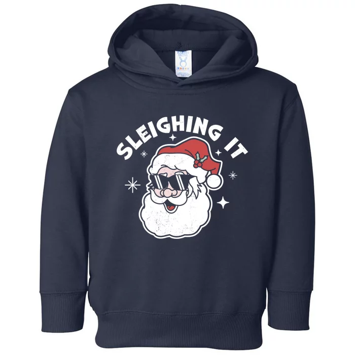 Sleighing It Santa Claus Funny Christmas Santa's Sleigh Xmas Classic Toddler Hoodie