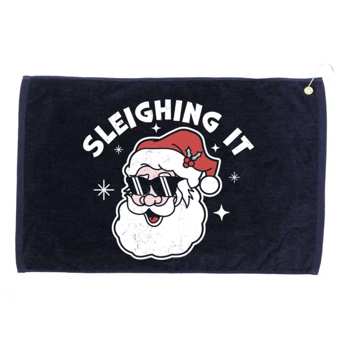 Sleighing It Santa Claus Funny Christmas Santa's Sleigh Xmas Classic Grommeted Golf Towel