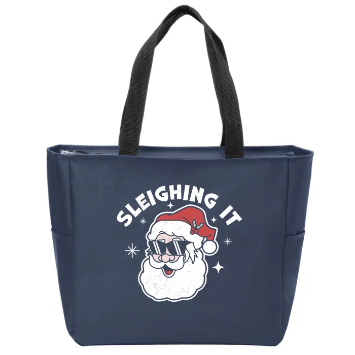 Sleighing It Santa Claus Funny Christmas Santa's Sleigh Xmas Classic Zip Tote Bag