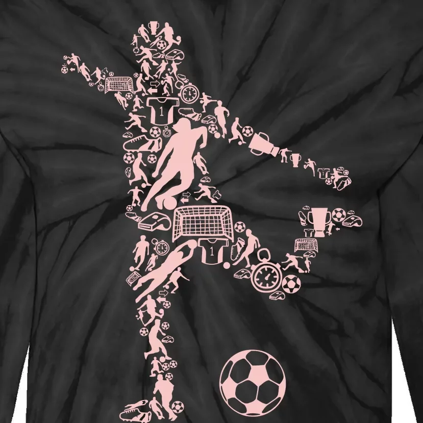 Soccer Illustration Tie-Dye Long Sleeve Shirt