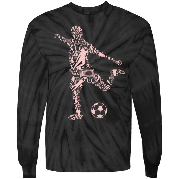 Soccer Illustration Tie-Dye Long Sleeve Shirt