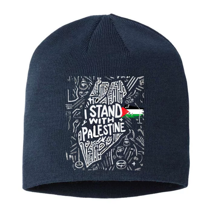 Support I Stand With Palestine Free Palestine Flag Arabic 8 1/2in Sustainable Knit Beanie