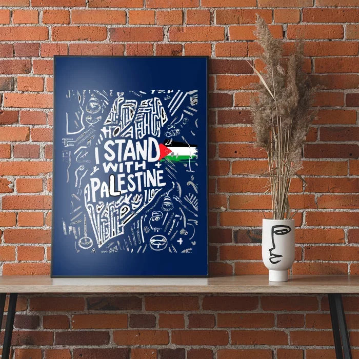 Support I Stand With Palestine Free Palestine Flag Arabic Poster