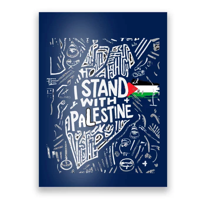 Support I Stand With Palestine Free Palestine Flag Arabic Poster