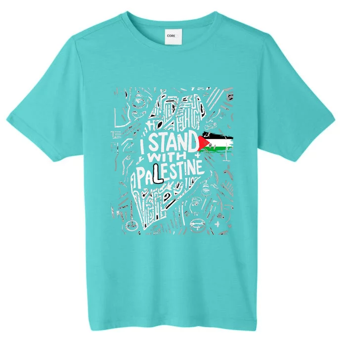 Support I Stand With Palestine Free Palestine Flag Arabic ChromaSoft Performance T-Shirt