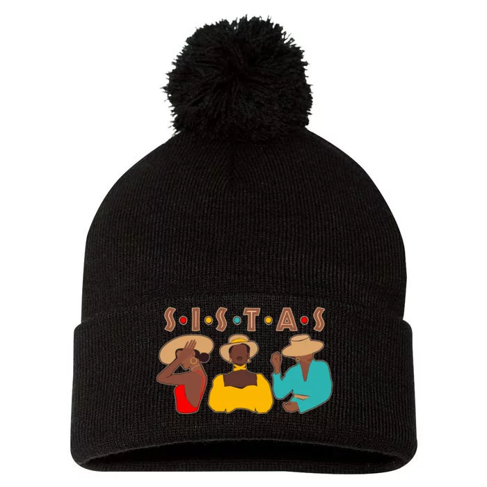 Sistas Stylish African American Pom Pom 12in Knit Beanie