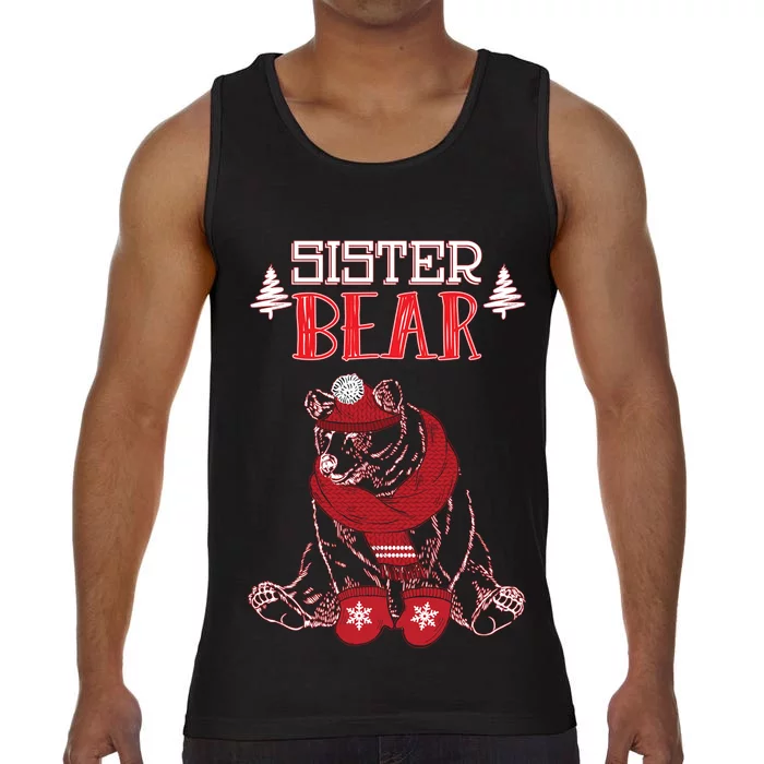 Sister Bear Christmas Santa Family Matching Pajamas Comfort Colors® Tank Top