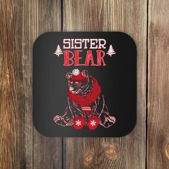 Sister Bear Christmas Santa Family Matching Pajamas Coaster