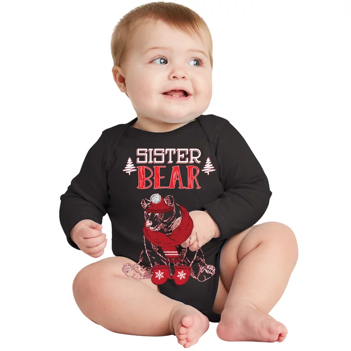 Sister Bear Christmas Santa Family Matching Pajamas Baby Long Sleeve Bodysuit