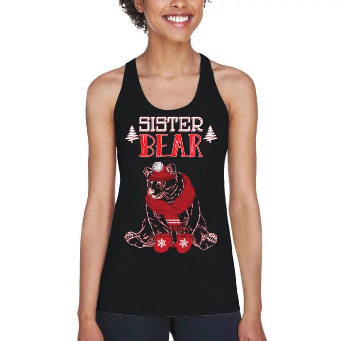 Sister Bear Christmas Santa Family Matching Pajamas Women's Racerback Tank