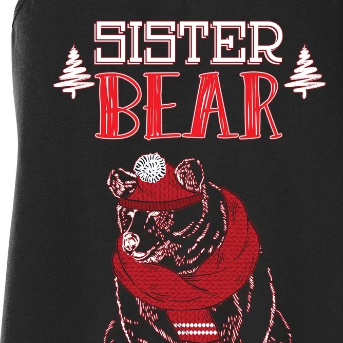 Sister Bear Christmas Santa Family Matching Pajamas Women's Racerback Tank