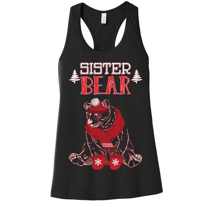 Sister Bear Christmas Santa Family Matching Pajamas Women's Racerback Tank