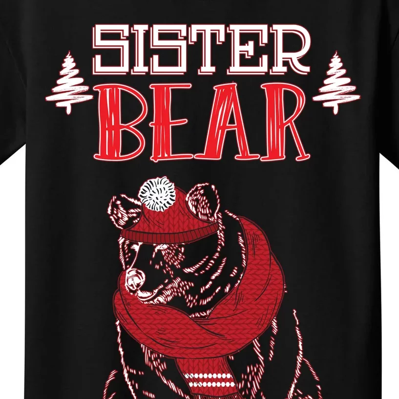 Sister Bear Christmas Santa Family Matching Pajamas Kids T-Shirt