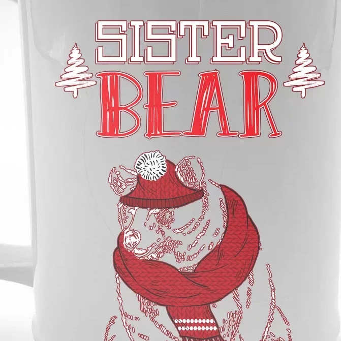 Sister Bear Christmas Santa Family Matching Pajamas Front & Back Beer Stein