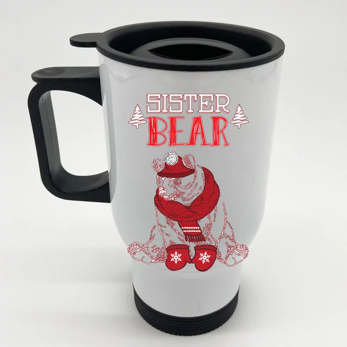 Sister Bear Christmas Santa Family Matching Pajamas Front & Back Stainless Steel Travel Mug