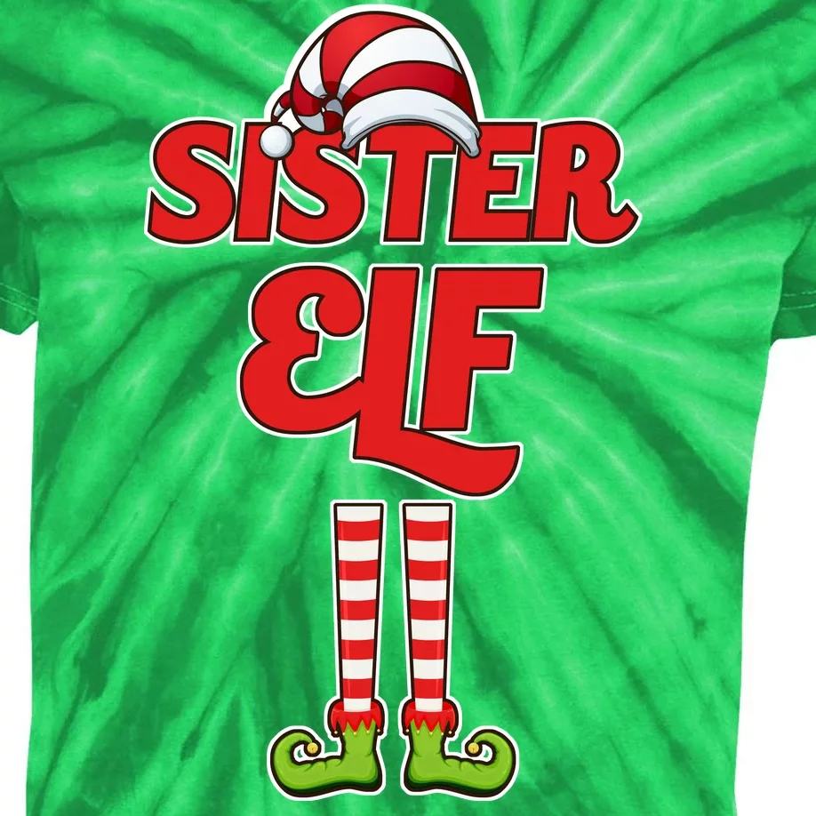 Sister Elf Christmas Kids Tie-Dye T-Shirt