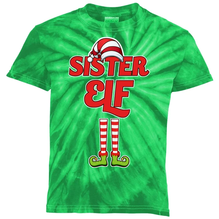 Sister Elf Christmas Kids Tie-Dye T-Shirt