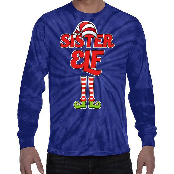 Sister Elf Christmas Tie-Dye Long Sleeve Shirt