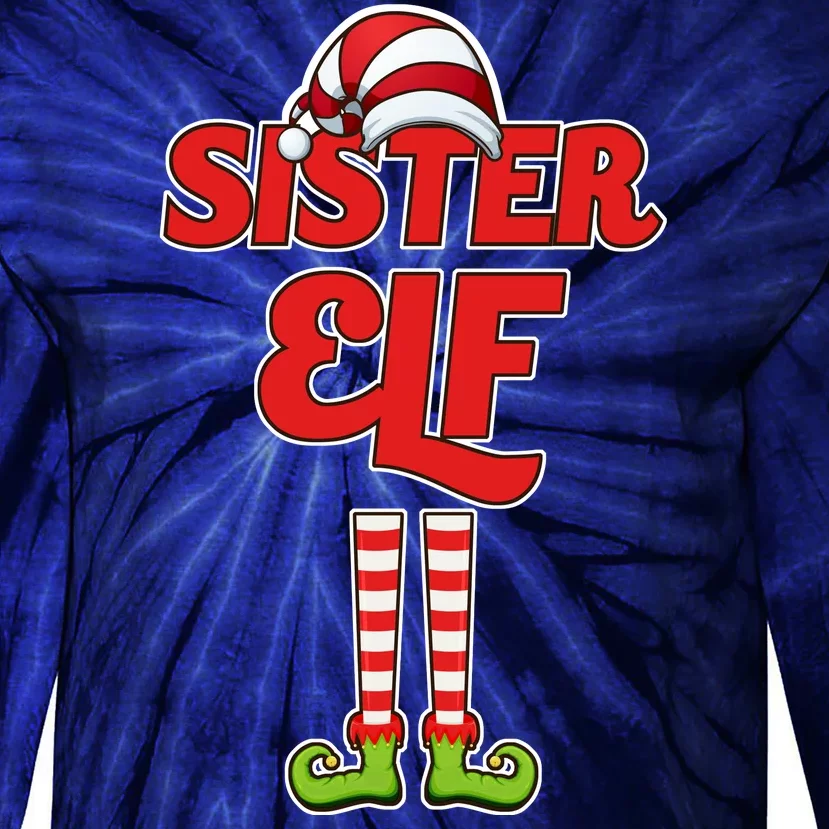 Sister Elf Christmas Tie-Dye Long Sleeve Shirt