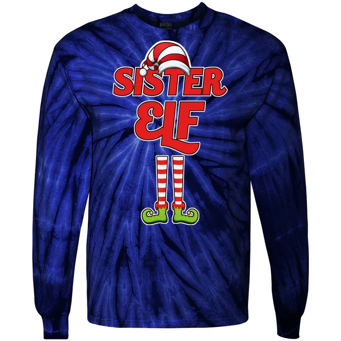 Sister Elf Christmas Tie-Dye Long Sleeve Shirt