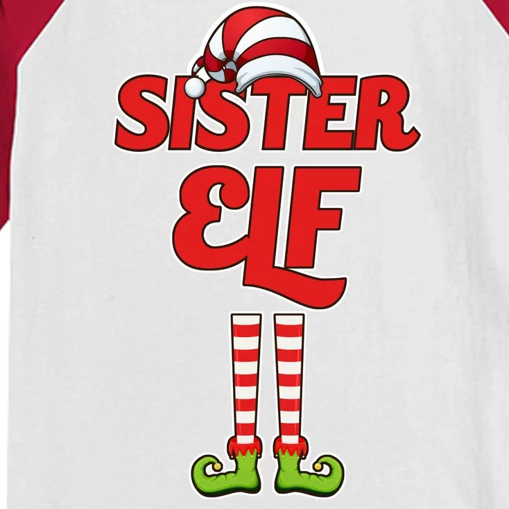 Sister Elf Christmas Kids Colorblock Raglan Jersey