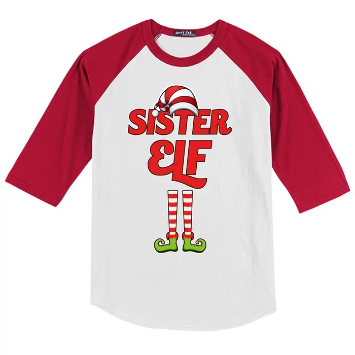 Sister Elf Christmas Kids Colorblock Raglan Jersey