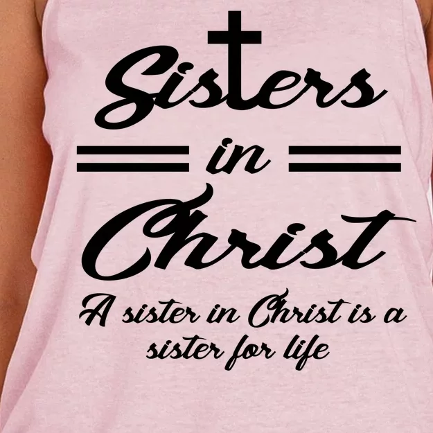 Sisters In Christ Sister For Life Women's Knotted Racerback Tank