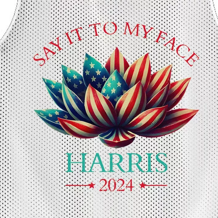 Say It To My Face Kamala Harris 2024 American Lotus Mesh Reversible Basketball Jersey Tank