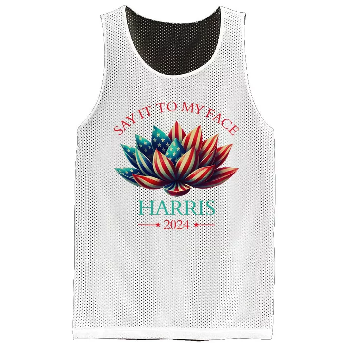 Say It To My Face Kamala Harris 2024 American Lotus Mesh Reversible Basketball Jersey Tank