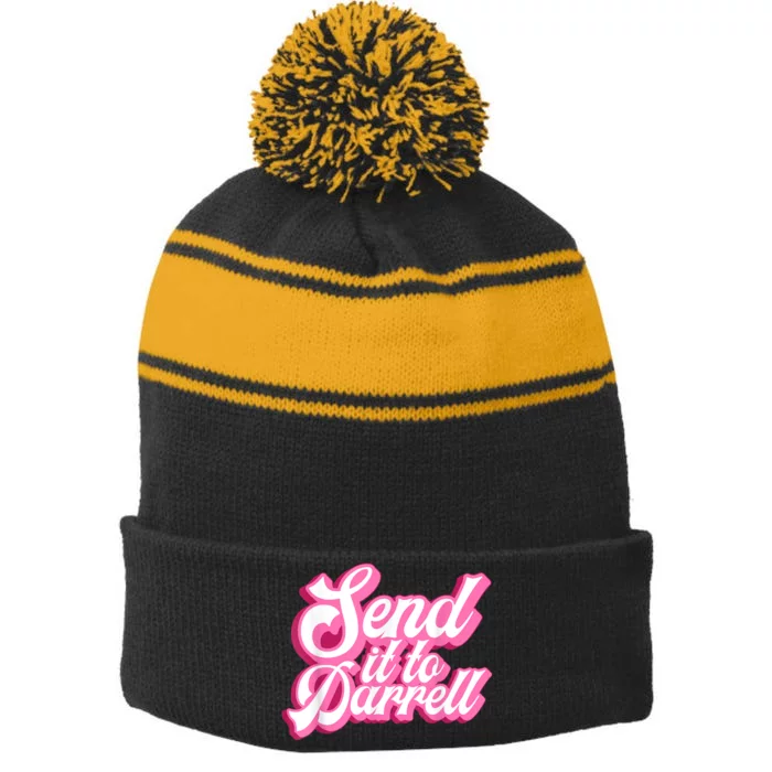 Send It To Darrell Stripe Pom Pom Beanie