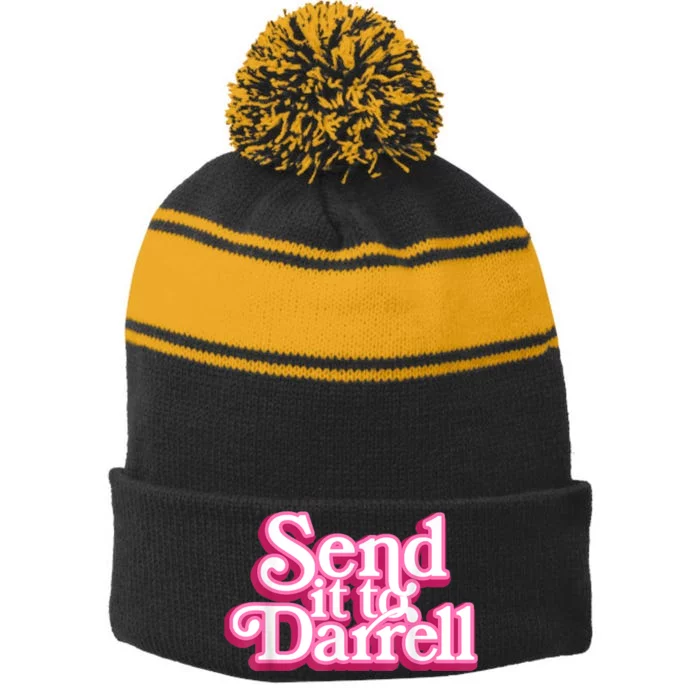 Send It To Darrell Stripe Pom Pom Beanie