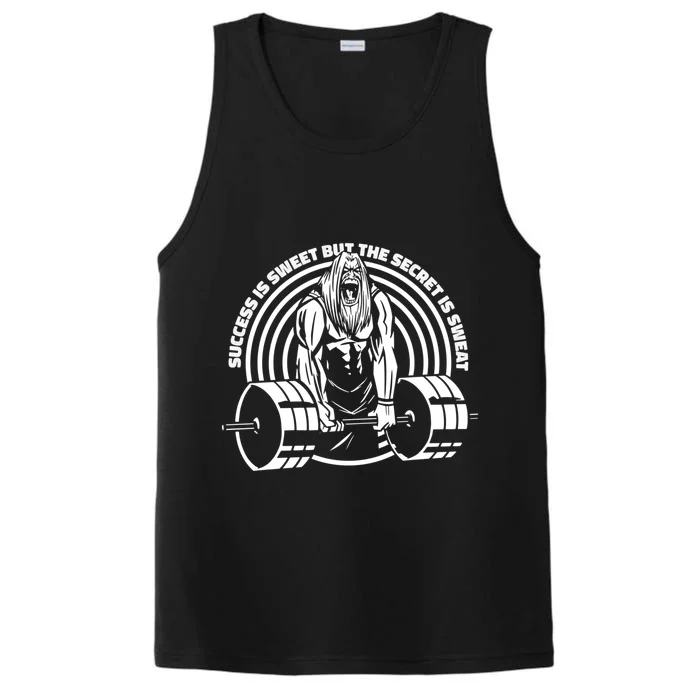 Sweat Is The Secret Deadlifter Funny Gift Performance Tank