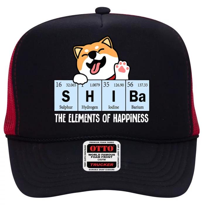 Shiba Inu Table Of Elements Happiness Shiba Inu Gift High Crown Mesh Trucker Hat