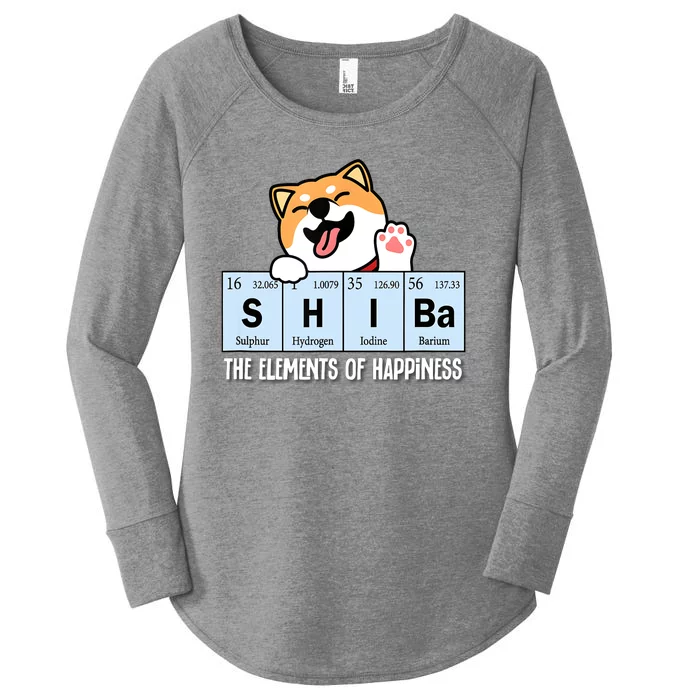 Shiba Inu Table Of Elements Happiness Shiba Inu Gift Women's Perfect Tri Tunic Long Sleeve Shirt