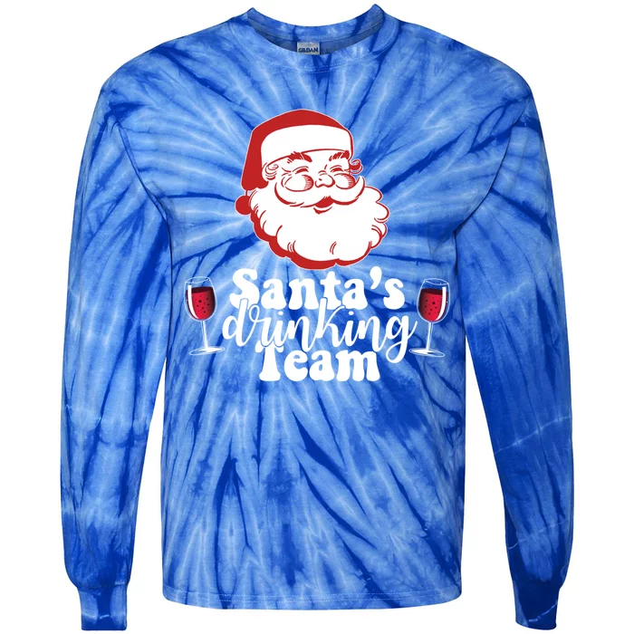 Santa's Ing Team Fun Wine Ers Meme Christmas Funny Gift Tie-Dye Long Sleeve Shirt