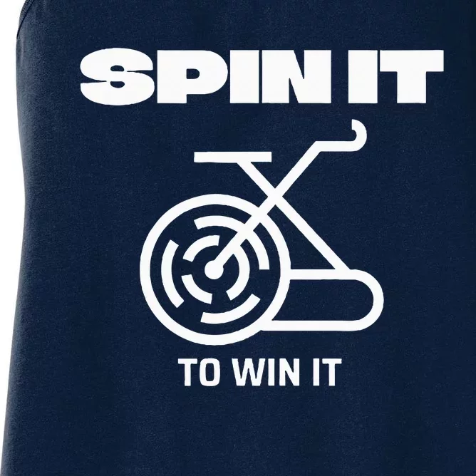 Spin It To Win It Funny Indoor Cycling Spinning Top Women's Racerback Tank