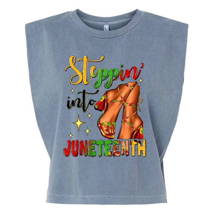 Steppin In To Juneteenth Heels Juneteenth Celebrating 1865 Black History Month Garment-Dyed Women's Muscle Tee