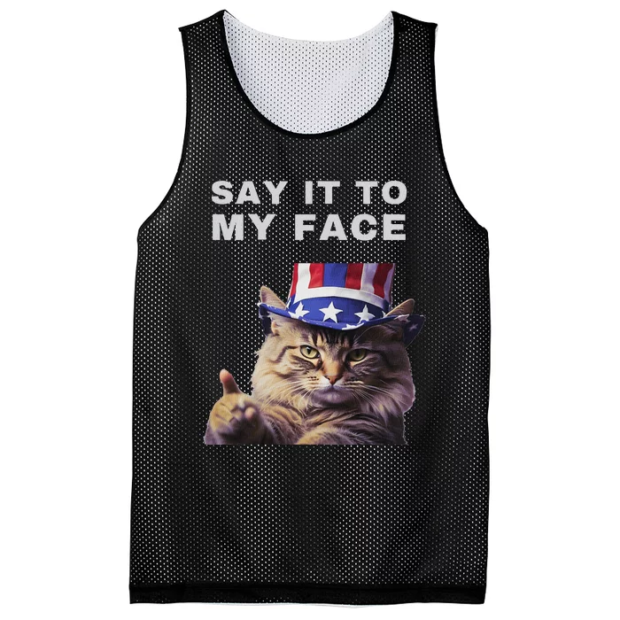 Say It To My Face Kamala Cat Mesh Reversible Basketball Jersey Tank