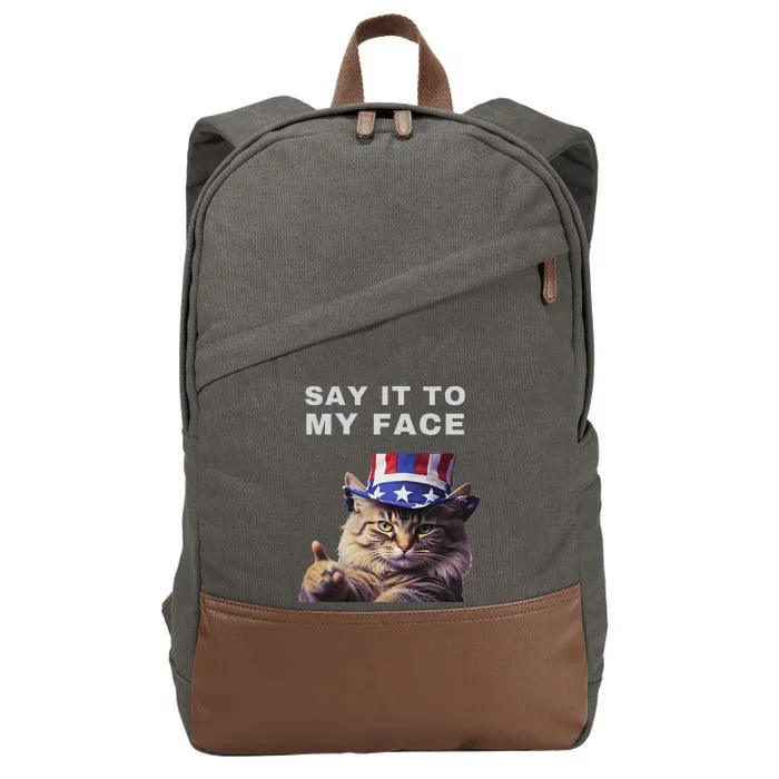 Say It To My Face Kamala Cat Cotton Canvas Backpack